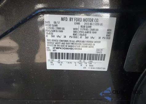 2017 Ford Edge Se z USA, uszkodzony, nr VIN 2FMPK3G96HBC55594